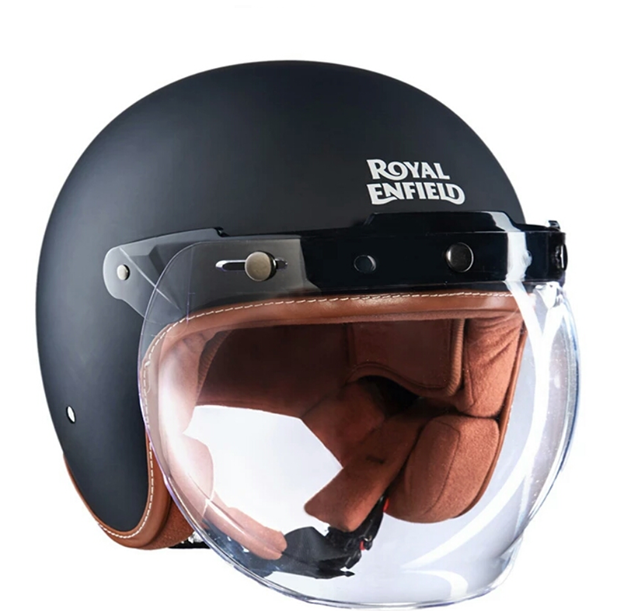 Details about   ROYAL Enfield Bullet Gloss Black Open Face with Visor Helmet 